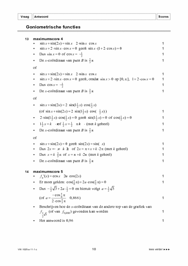 Wiskunde B Eindexamen VWO (Correctievoorschrift) - Eindexamens.NU ...