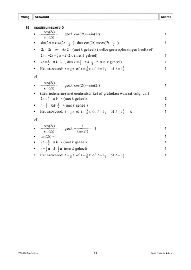 Correctievoorschrift examen VWO wiskunde B 2014, tijdvak 2. Pagina 11