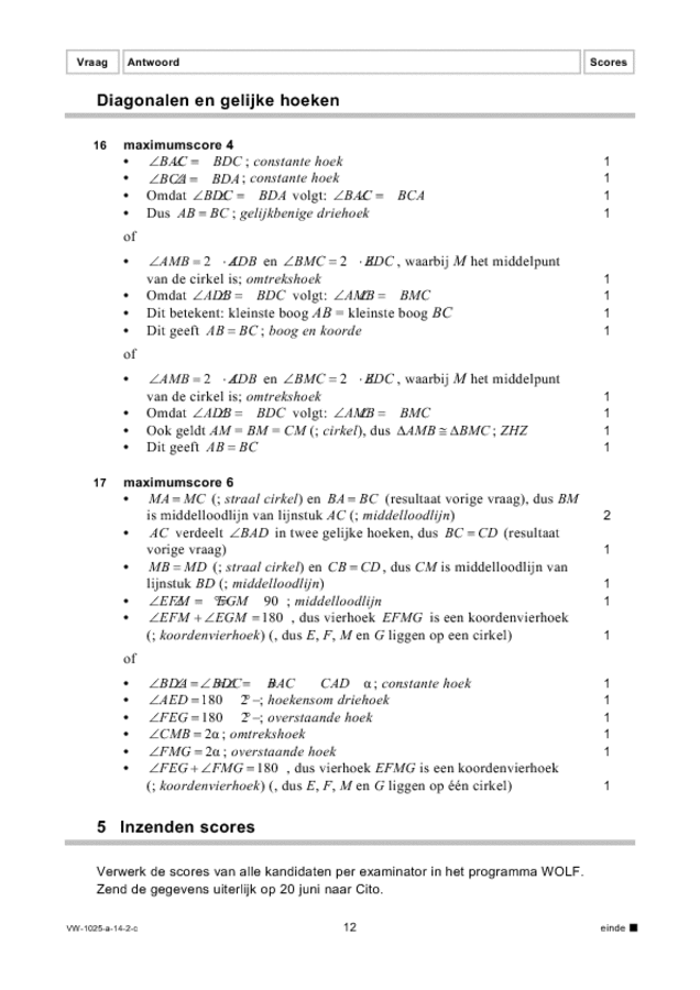 Correctievoorschrift examen VWO wiskunde B 2014, tijdvak 2. Pagina 12