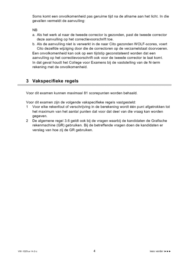 Correctievoorschrift examen VWO wiskunde B 2014, tijdvak 2. Pagina 4
