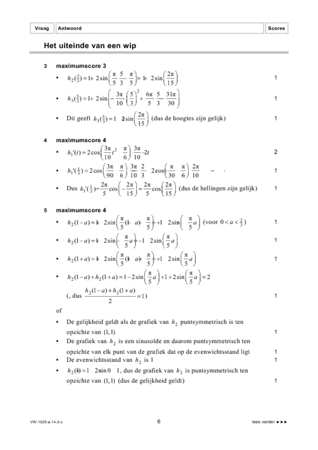 Correctievoorschrift examen VWO wiskunde B 2014, tijdvak 2. Pagina 6