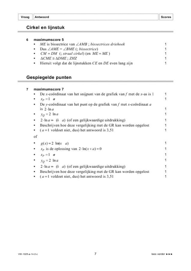Correctievoorschrift examen VWO wiskunde B 2014, tijdvak 2. Pagina 7