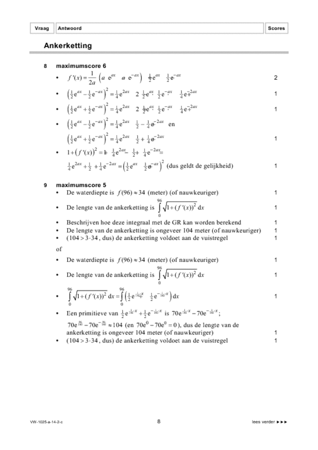 Correctievoorschrift examen VWO wiskunde B 2014, tijdvak 2. Pagina 8
