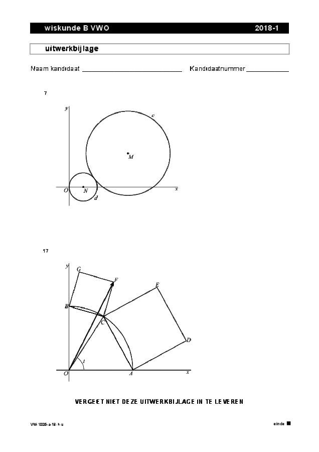 Uitwerkbijlage examen VWO wiskunde B 2018, tijdvak 1. Pagina 1