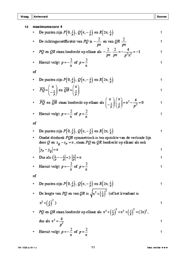 Correctievoorschrift examen VWO wiskunde B 2019, tijdvak 1. Pagina 11