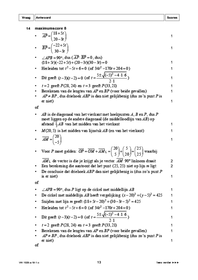 Correctievoorschrift examen VWO wiskunde B 2019, tijdvak 1. Pagina 13