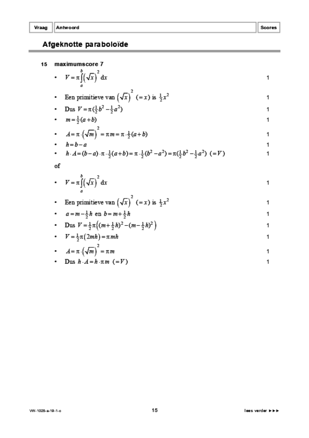 Correctievoorschrift examen VWO wiskunde B 2019, tijdvak 1. Pagina 15
