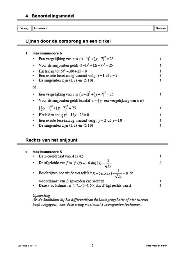 Correctievoorschrift examen VWO wiskunde B 2019, tijdvak 1. Pagina 5