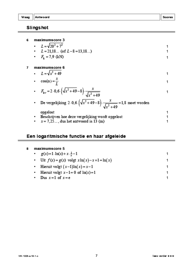 Correctievoorschrift examen VWO wiskunde B 2019, tijdvak 1. Pagina 7