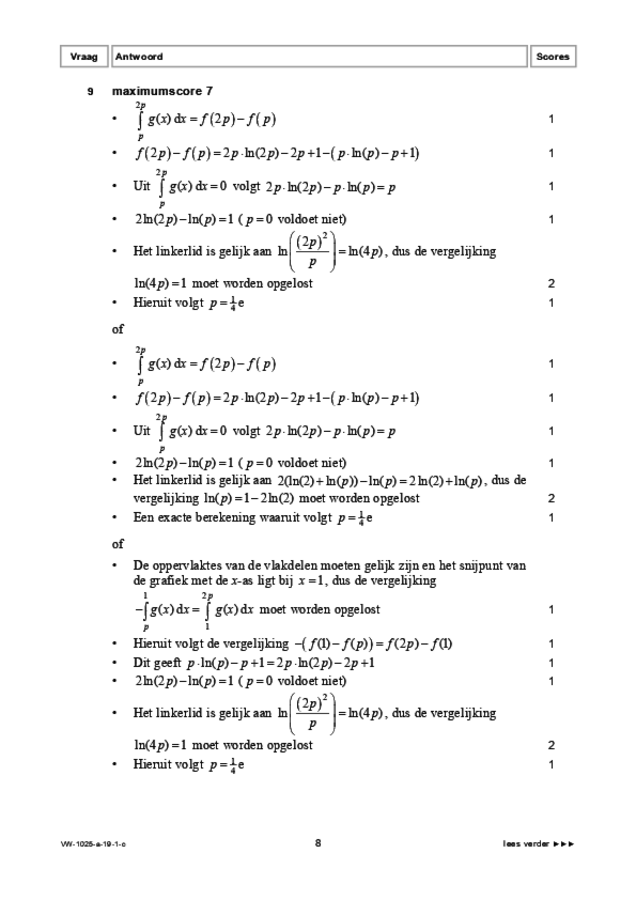 Correctievoorschrift examen VWO wiskunde B 2019, tijdvak 1. Pagina 8