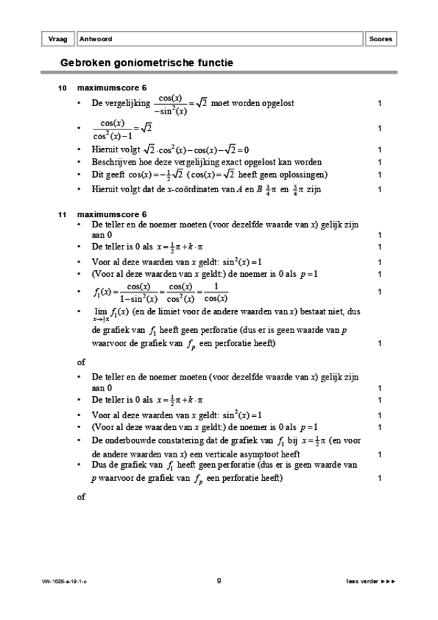 Correctievoorschrift examen VWO wiskunde B 2019, tijdvak 1. Pagina 9