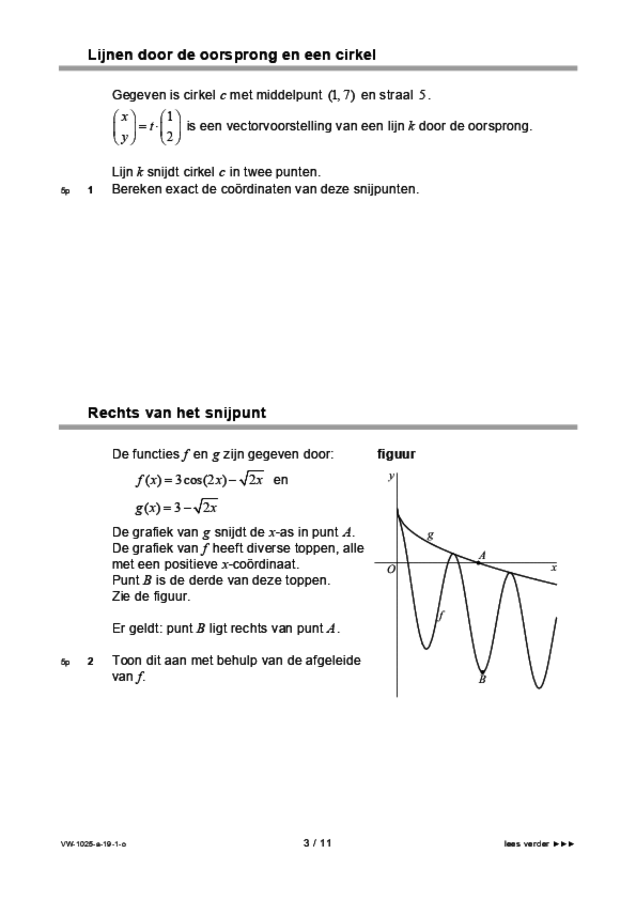Opgaven examen VWO wiskunde B 2019, tijdvak 1. Pagina 3