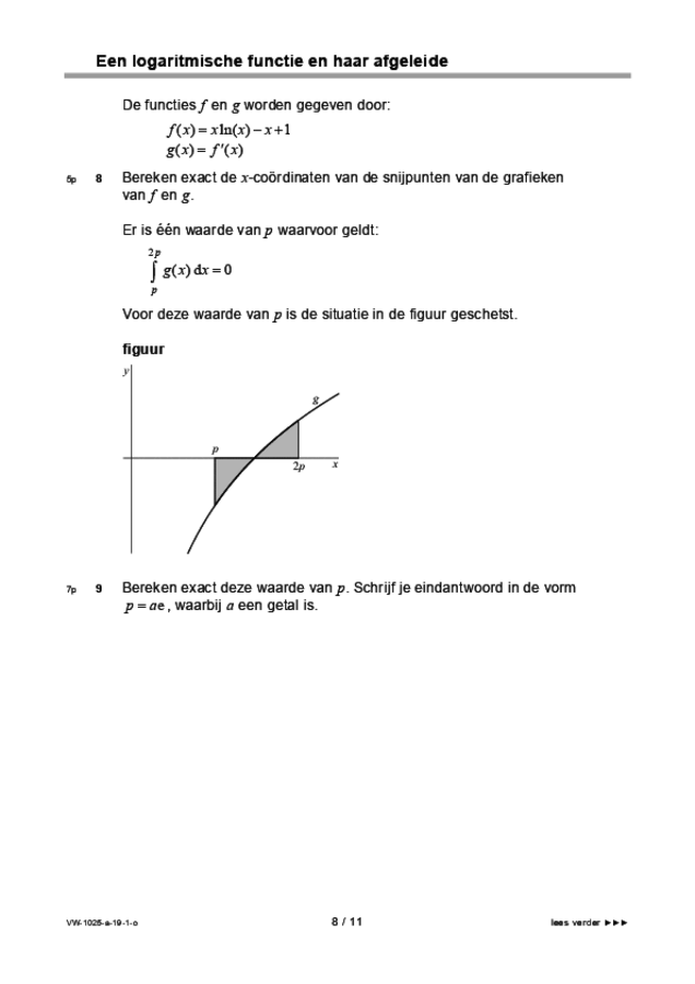 Opgaven examen VWO wiskunde B 2019, tijdvak 1. Pagina 8