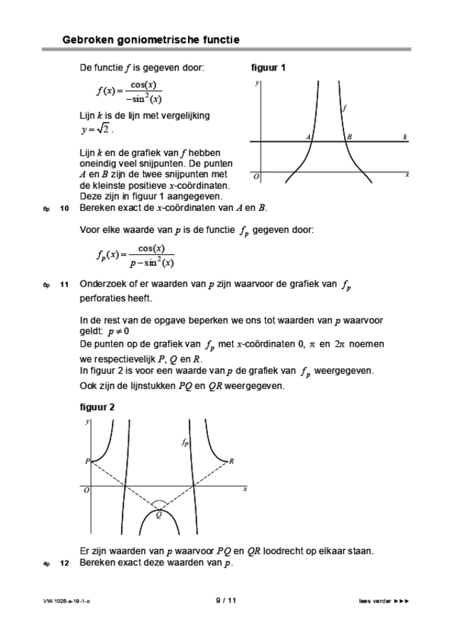Opgaven examen VWO wiskunde B 2019, tijdvak 1. Pagina 9