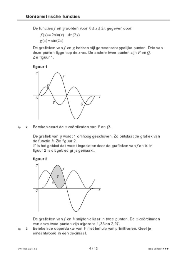 Opgaven examen VWO wiskunde B 2021, tijdvak 1. Pagina 4