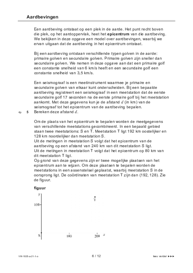 Opgaven examen VWO wiskunde B 2021, tijdvak 1. Pagina 6