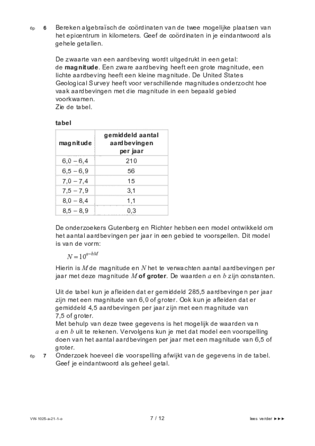 Opgaven examen VWO wiskunde B 2021, tijdvak 1. Pagina 7