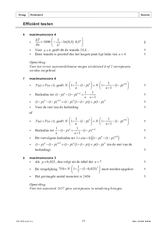 Correctievoorschrift examen VWO wiskunde B 2022, tijdvak 2. Pagina 11