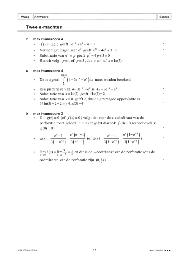 Correctievoorschrift examen VWO wiskunde B 2023, tijdvak 2. Pagina 11