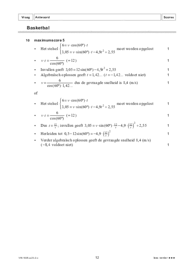 Correctievoorschrift examen VWO wiskunde B 2023, tijdvak 2. Pagina 12