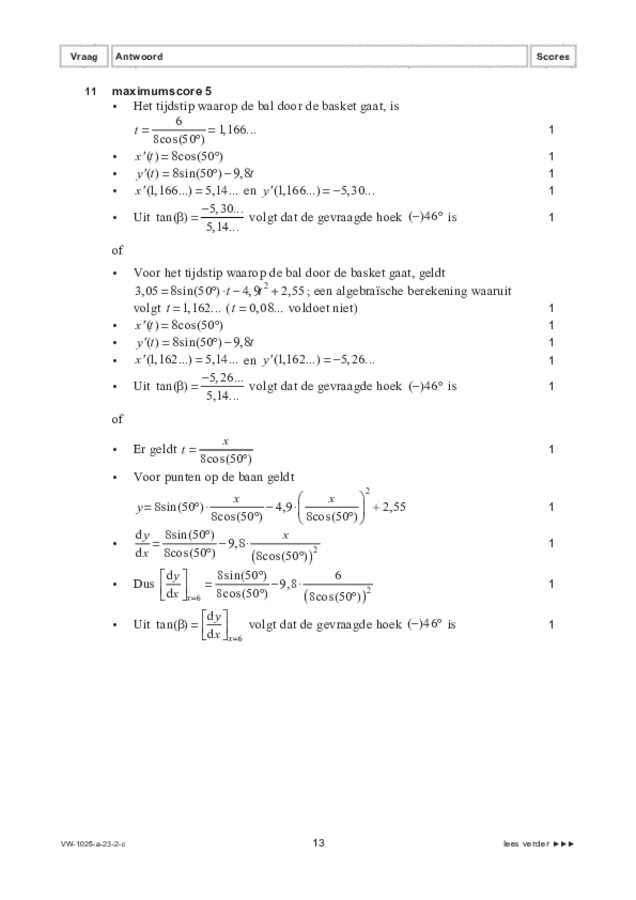 Correctievoorschrift examen VWO wiskunde B 2023, tijdvak 2. Pagina 13