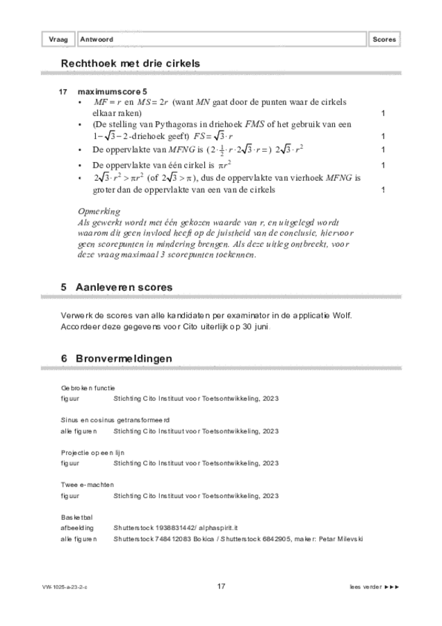 Correctievoorschrift examen VWO wiskunde B 2023, tijdvak 2. Pagina 17