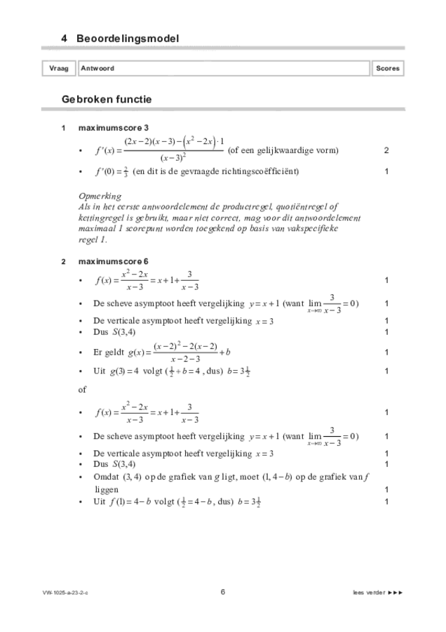 Correctievoorschrift examen VWO wiskunde B 2023, tijdvak 2. Pagina 6