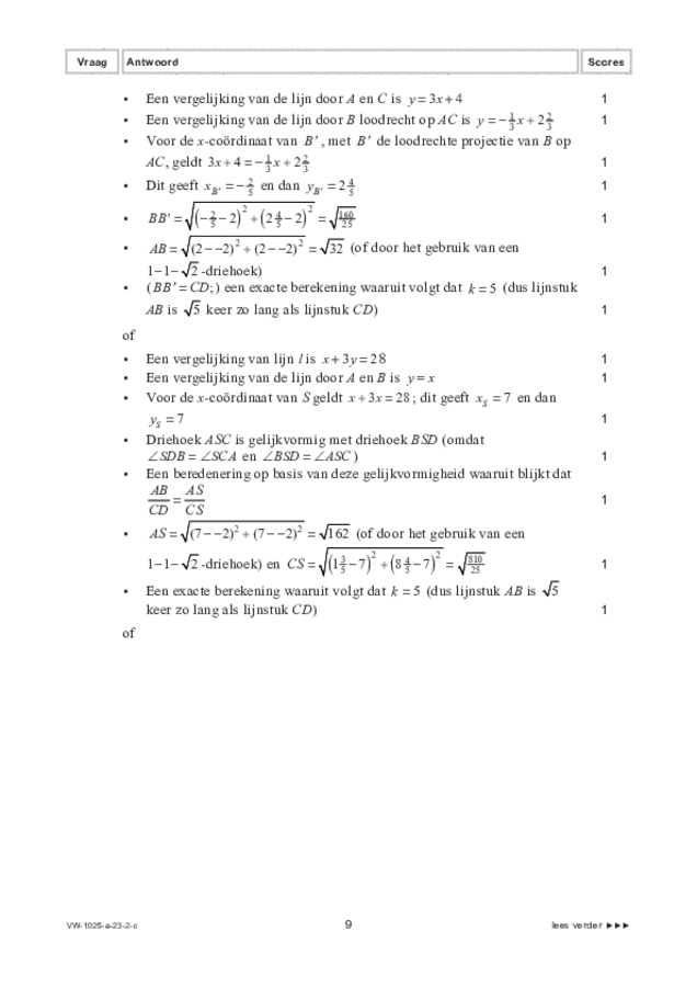 Correctievoorschrift examen VWO wiskunde B 2023, tijdvak 2. Pagina 9