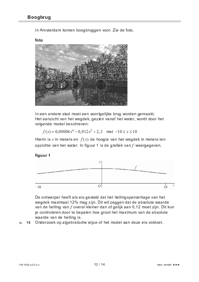 Opgaven examen VWO wiskunde B 2023, tijdvak 2. Pagina 12