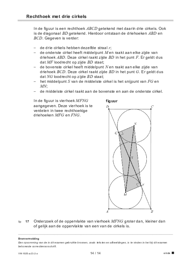 Opgaven examen VWO wiskunde B 2023, tijdvak 2. Pagina 14
