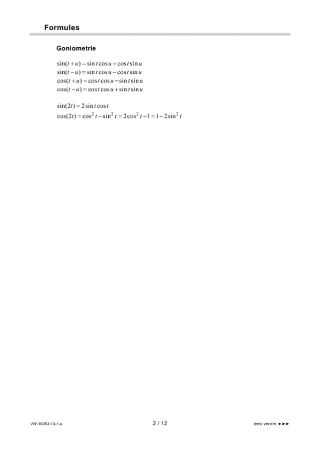 Opgaven examen VWO wiskunde B 2013, tijdvak 1. Pagina 2