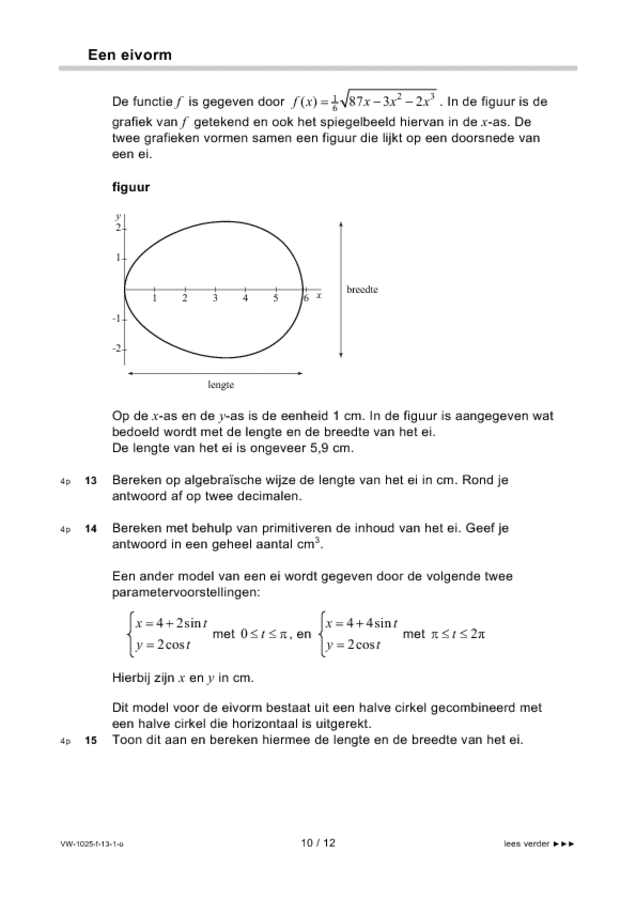 Opgaven examen VWO wiskunde B 2013, tijdvak 1. Pagina 10