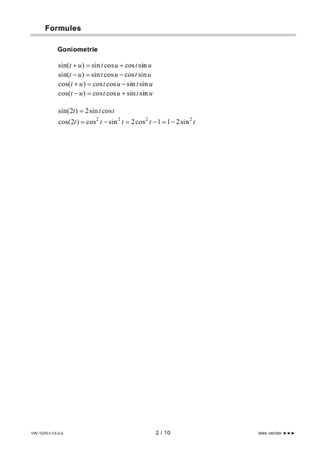 Opgaven examen VWO wiskunde B 2013, tijdvak 2. Pagina 2