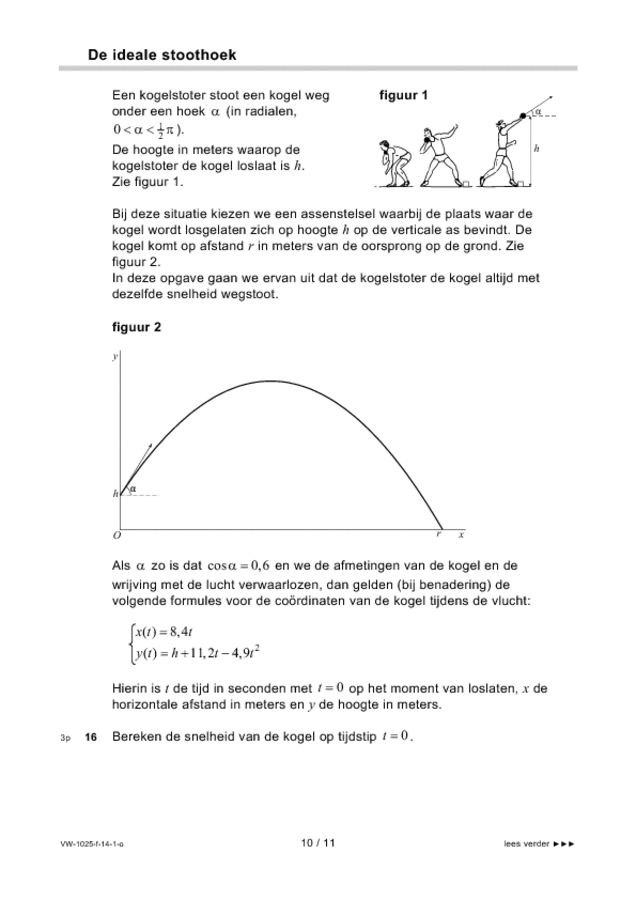 Opgaven examen VWO wiskunde B 2014, tijdvak 1. Pagina 10