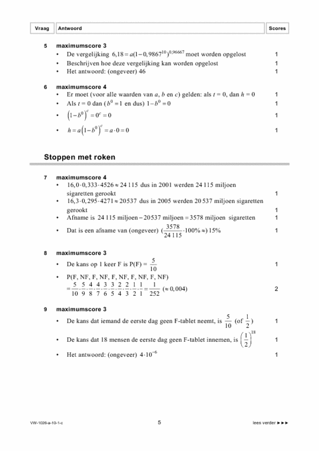 Correctievoorschrift examen VWO wiskunde C 2010, tijdvak 1. Pagina 5