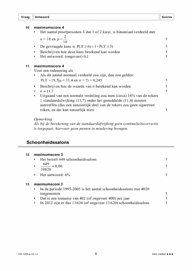 Correctievoorschrift examen VWO wiskunde C 2010, tijdvak 1. Pagina 6