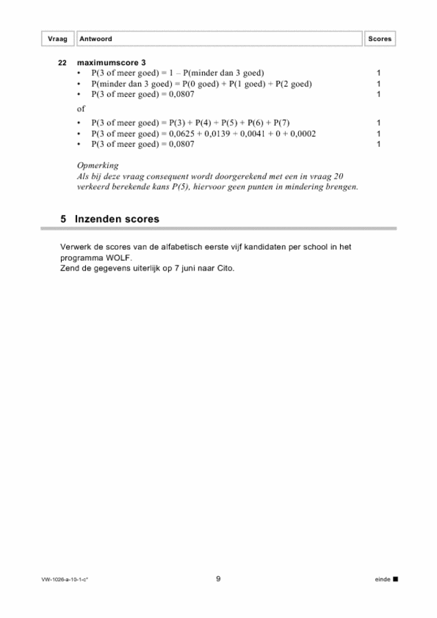 Correctievoorschrift examen VWO wiskunde C 2010, tijdvak 1. Pagina 9