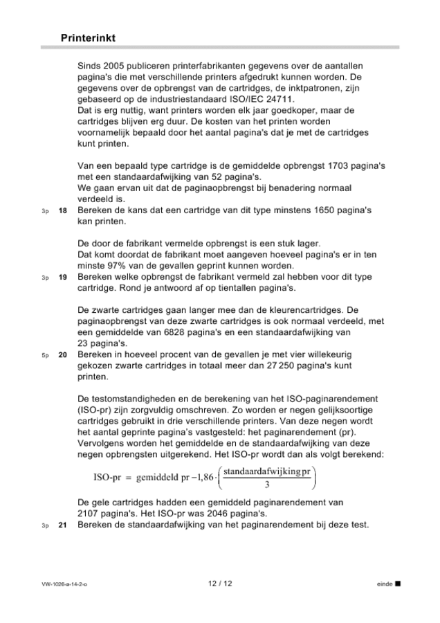 Opgaven examen VWO wiskunde C 2014, tijdvak 2. Pagina 12