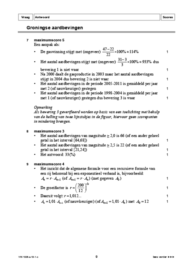 Correctievoorschrift examen VWO wiskunde C 2019, tijdvak 1. Pagina 9