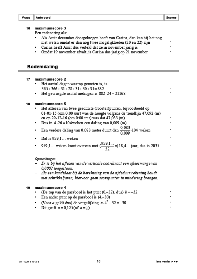 Correctievoorschrift examen VWO wiskunde B 2019, tijdvak 2. Pagina 16