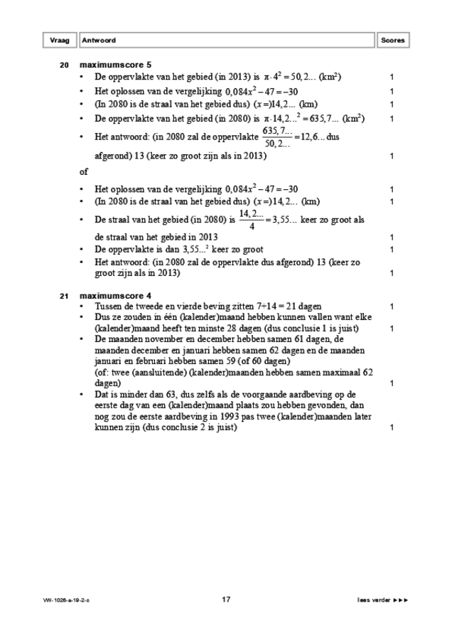 Correctievoorschrift examen VWO wiskunde B 2019, tijdvak 2. Pagina 17