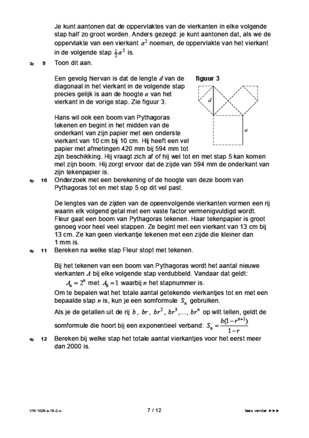 Opgaven examen VWO wiskunde B 2019, tijdvak 2. Pagina 7