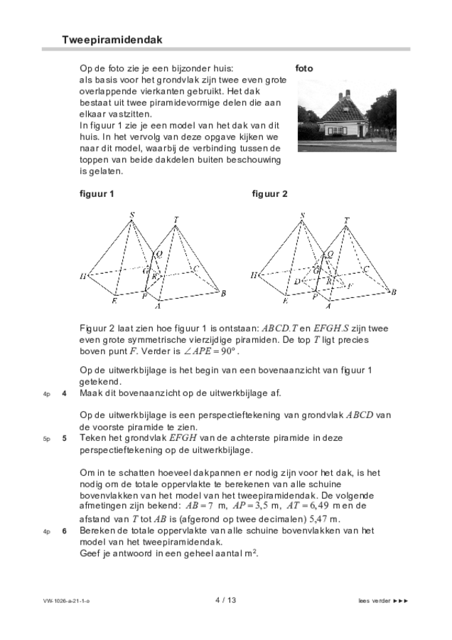 Opgaven examen VWO wiskunde C 2021, tijdvak 1. Pagina 4