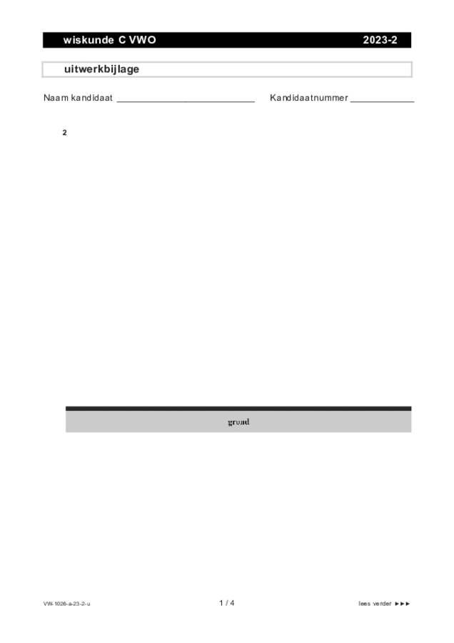 Uitwerkbijlage examen VWO wiskunde C 2023, tijdvak 2. Pagina 1