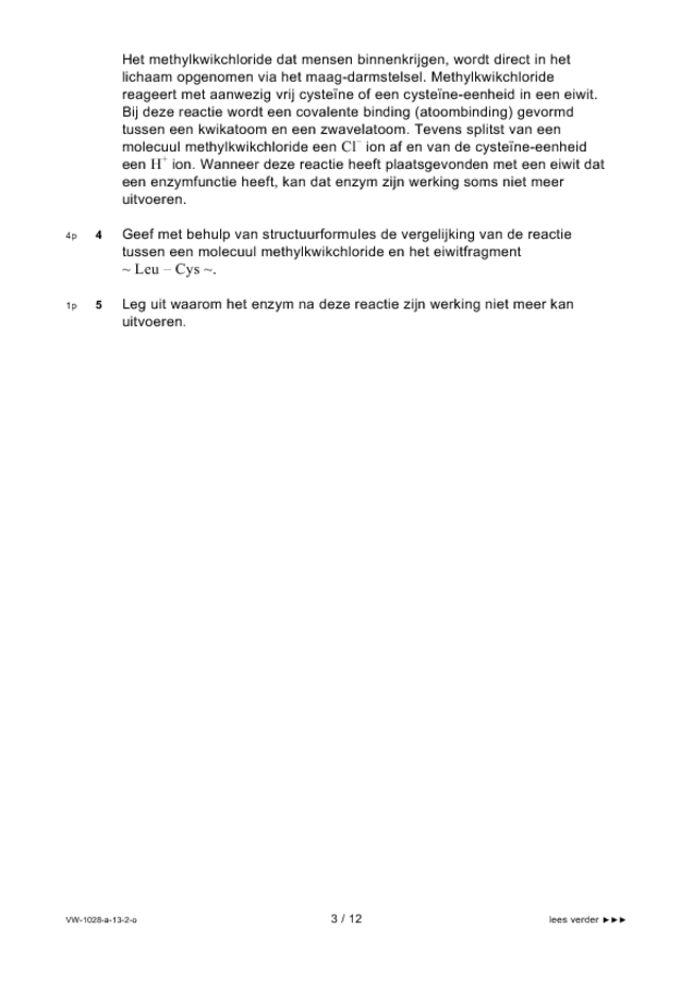Opgaven examen VWO scheikunde 2013, tijdvak 2. Pagina 3