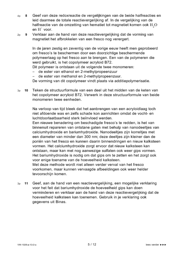 Opgaven examen VWO scheikunde 2013, tijdvak 2. Pagina 5