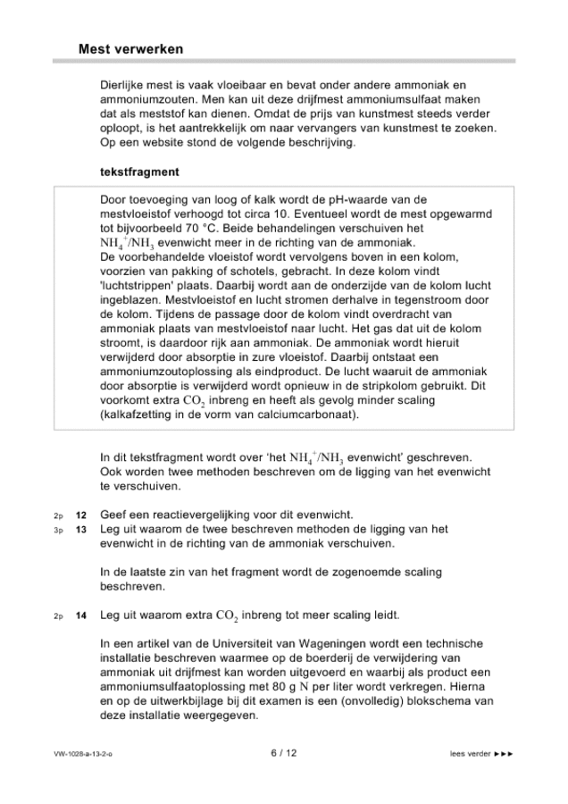 Opgaven examen VWO scheikunde 2013, tijdvak 2. Pagina 6