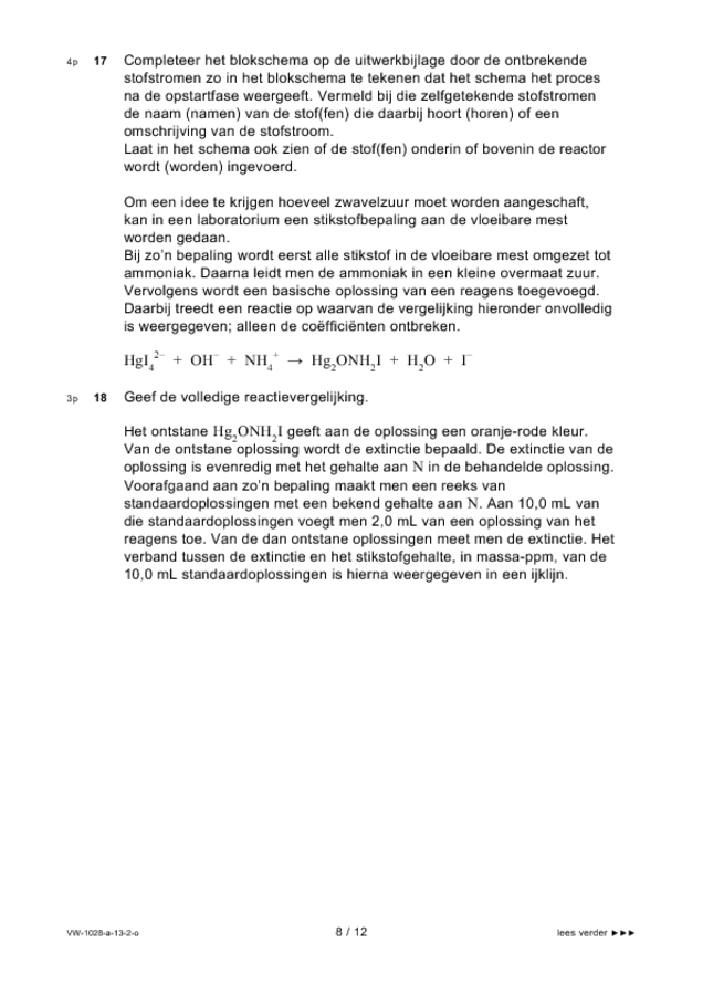 Opgaven examen VWO scheikunde 2013, tijdvak 2. Pagina 8