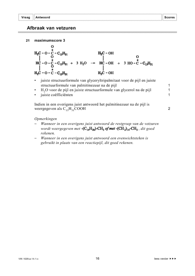Correctievoorschrift examen VWO scheikunde 2014, tijdvak 1. Pagina 16
