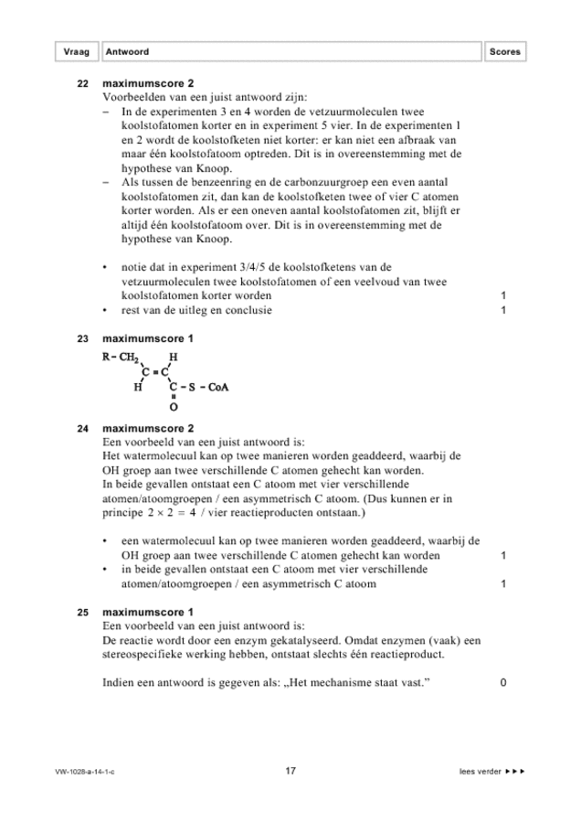 Correctievoorschrift examen VWO scheikunde 2014, tijdvak 1. Pagina 17